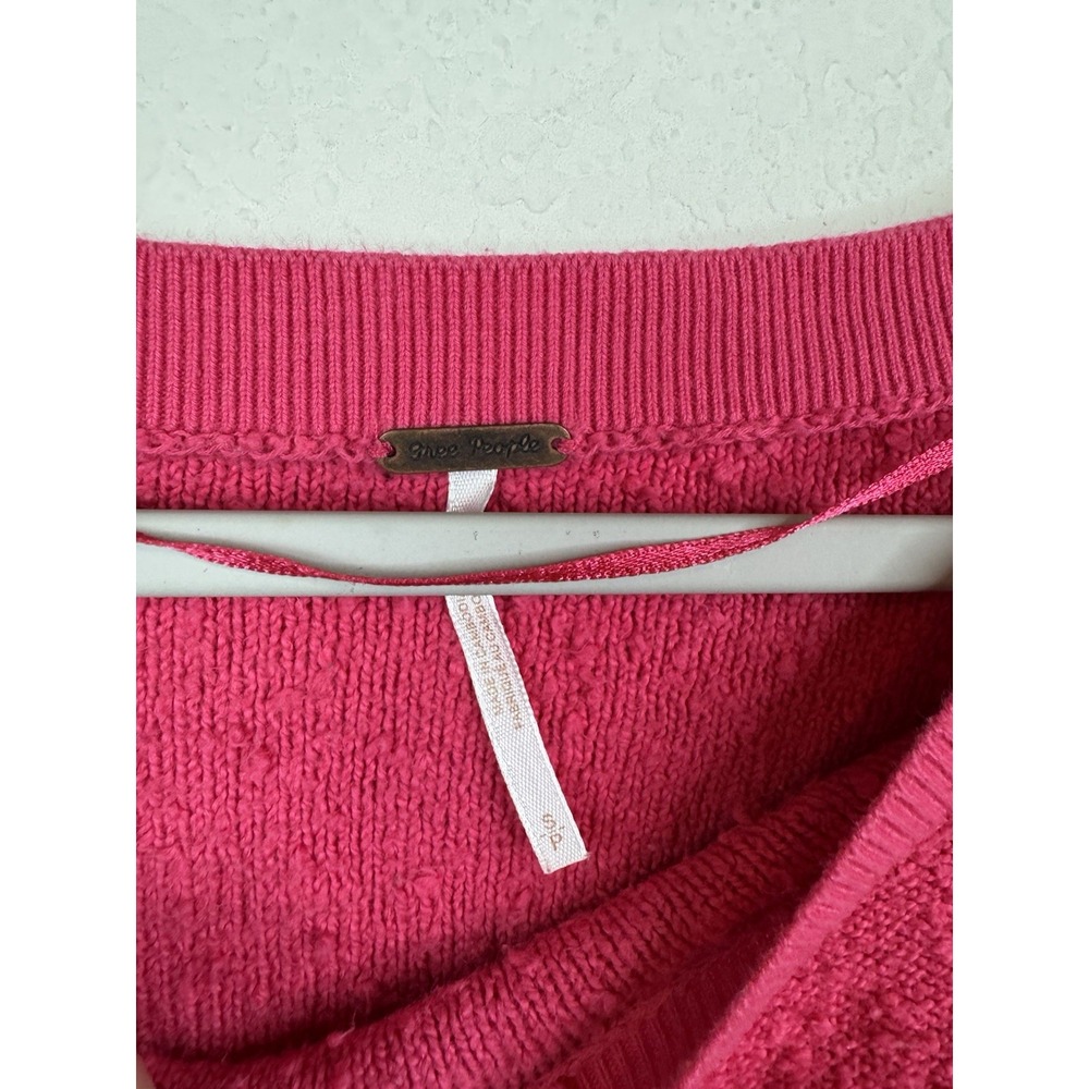 FREE PEOPLE Found My Friend Sweater Boucle Knit Rock Candy Pink Women's S Barbie - Picture 6 of 8